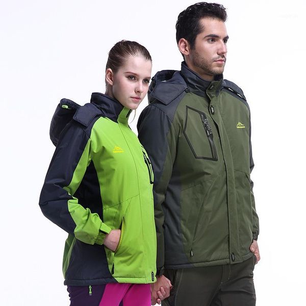 

outdoor jackets&hoodies large size men's brushed and thick one-piece case raincoat jacket sports mountain climbing ski suit1, Blue;black
