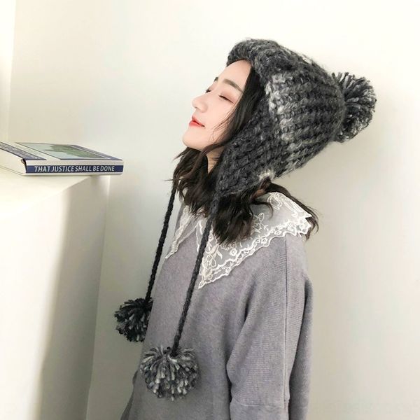 

isz2 five-star striped women hat men hollow cap winter warm caps fashion fashion knit hat outdoor ski double-sided tta1759, Brown;gray
