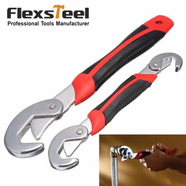 

flexsteel multi-function 2pcs universal wrench set adjustable grip wrench 9-32mm ratchet spanner tool for nuts and bolts