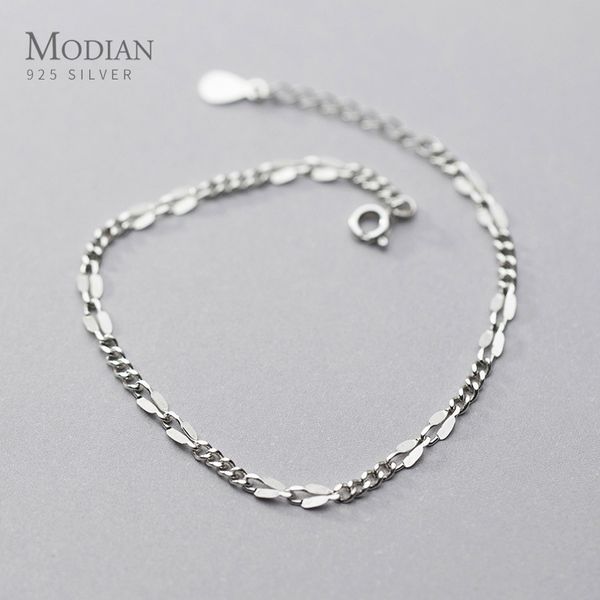 

modian new arrive 925 sterling silver minimalism twist bracelet for women trendy link chain bracelet korea style fine jewelry 1028, Black