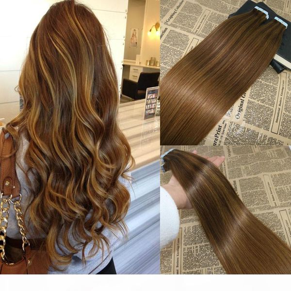 

real remy human hair omber tape ins extensions bronde color skin weft tape on hair extensions 8a grade glue in extensions100g 40pcs, Black