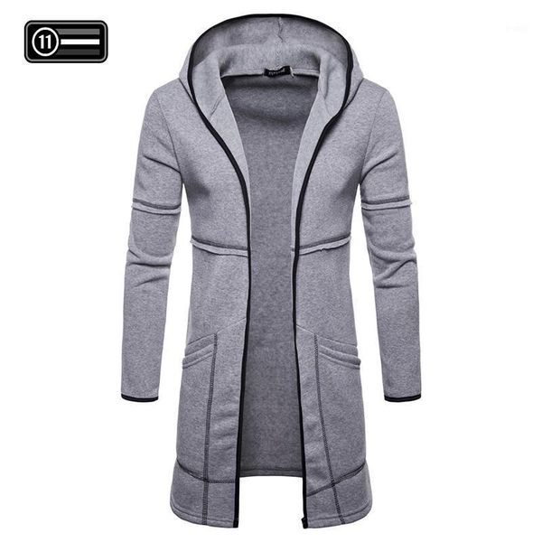 

men hooded sweatshirts long slim fit coat outwear casual tracksuit hoodeds men overcoat pure color cool men's clothing 1, Black;brown