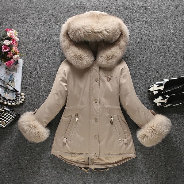 

2021 great turtleneck of royal new winter white with warm hood down girl parkas loose puffer wind jacket 96e5, Black