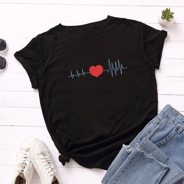 

лето хлопок cute сердце печати 3xl 4xl 5xl плюс размер коротким рукавом повседневные женские дизайнеры балахон футболки толстовки
