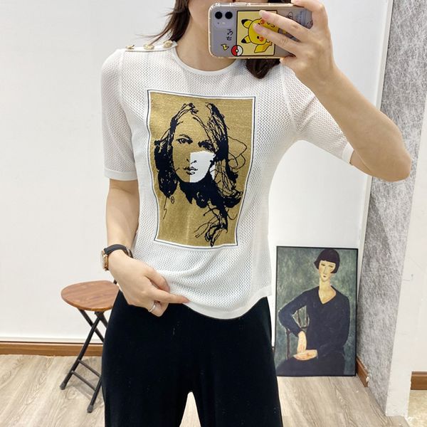 

2020 women summer short sleeve ice silk thin fashion printing trend 2020 women summer short sleeve ice silk thin fashion t-shirt t-shirt pri, White;black