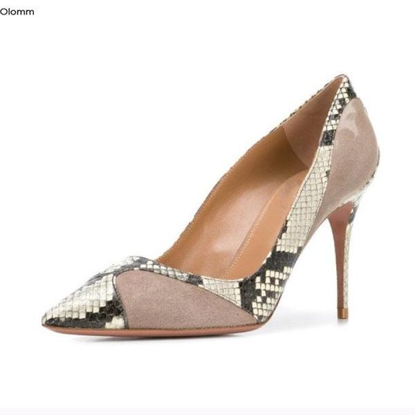 

olomm handmade women pumps 8.5cm thin high heels pumps charm pointed toe gorgeous leopard party shoes women plus us size 4-13, Black
