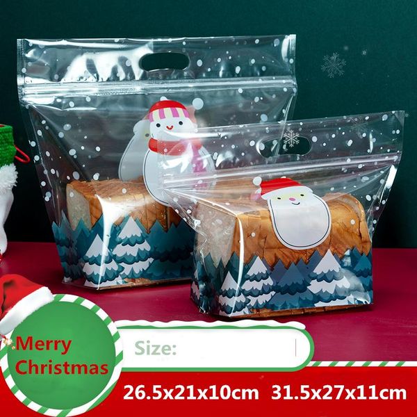 

lbsisi life 50pcs christmas transparent toast bread packaging handle bgas new year party handmade cookies gift decoration wmtstk bdesybag