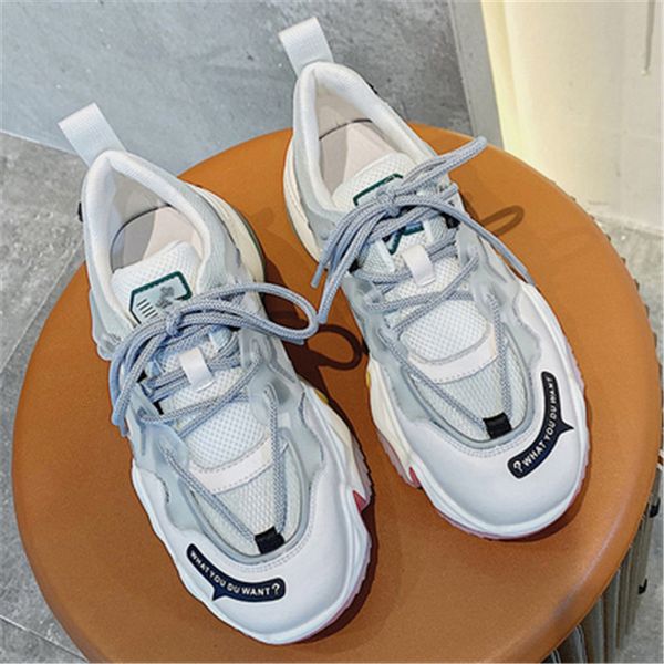 

2021 new summer woman spring six in a thick background increased raised casual soft leisure shoes j6d2, Black;white