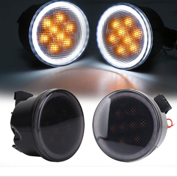 

2 pcs dc12v front turn signal light fender side light combo lens for wrangler led 2000k for wrangler jk 2007-2020
