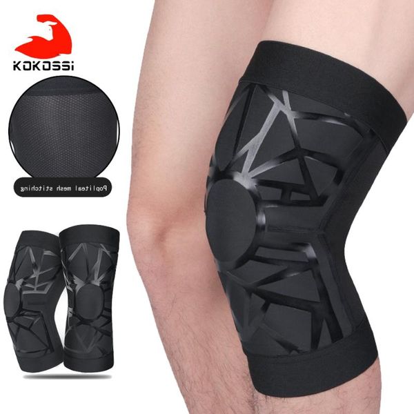 

kokossi 1 pcs elastic sports knee pads compression anti-collision protection outdoor basketball football riding knee protection, Black;gray