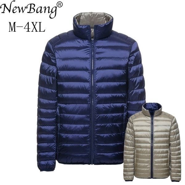 

newbang brand down coat male duck down jacket men autumn winter double side feather reversible windproof lightweigt warm parka 201128, Black