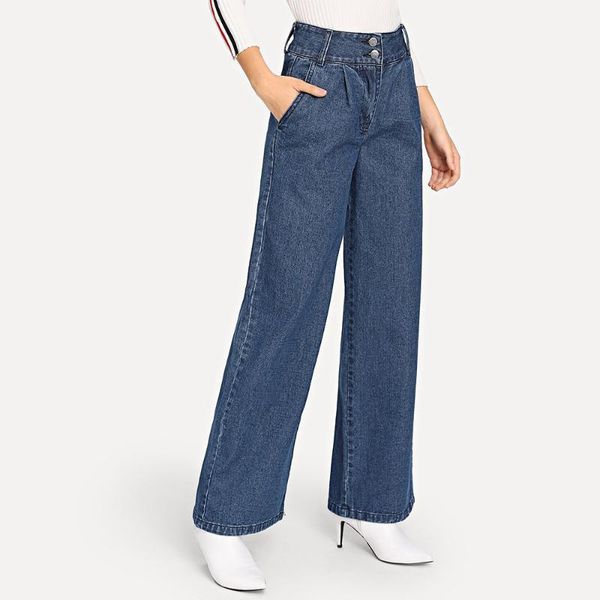 

women's jeans 2021 high waist loose comfortable for women plus size fashionable casual straight denim pants mom femme jean1, Blue