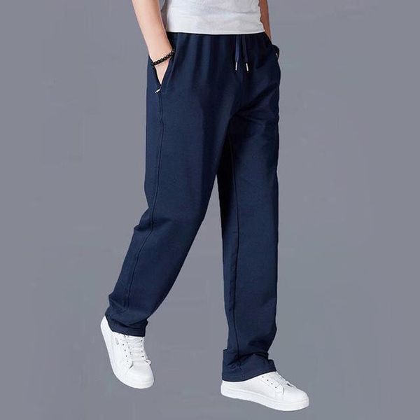 

men's autumn summer jogging sports pants elastic waist training pants plain casual sweatpants, Black