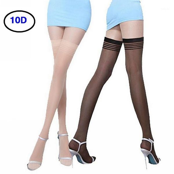 

10d ladies christmas non-slip nylon stockings transparent over the knee long high thigh underwear black zebra stockings1, Black;white