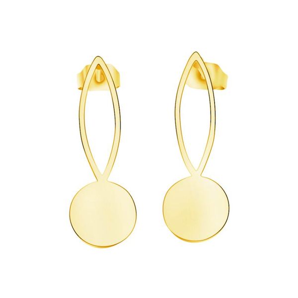 

stud minimalism geometric round earrings for women girls stainless steel jewelry pendientes friend gifts, Golden;silver