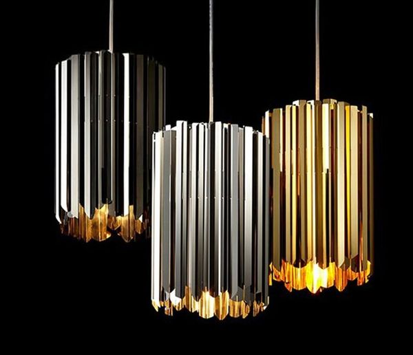 Itália Modern Designer Pendant Light Gold Black Chrome aço inoxidável luminária Bar Restaurante Quarto Alloy Lâmpada de suspensão