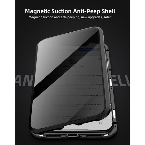 

anti privacy 360 degree magnetic adsorption glass case for iphone 12 11 xr x xs 7 8 plus 6 6s wmtruc
