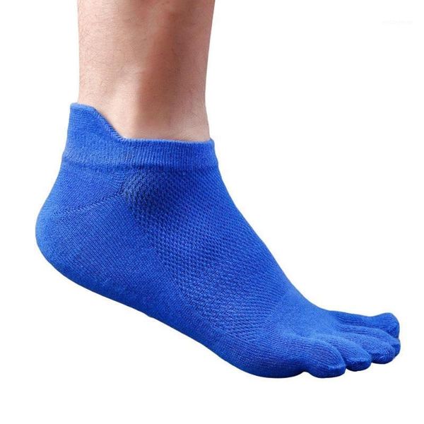 

1 pair breathable men's sports five finger toe socks solid color mesh socks1, Black