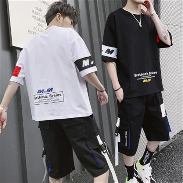 

summer designer new male round neck shorts tracksuits man casual loose sport suits fashion trend short sleeve fitness 2pcs sets, Gray