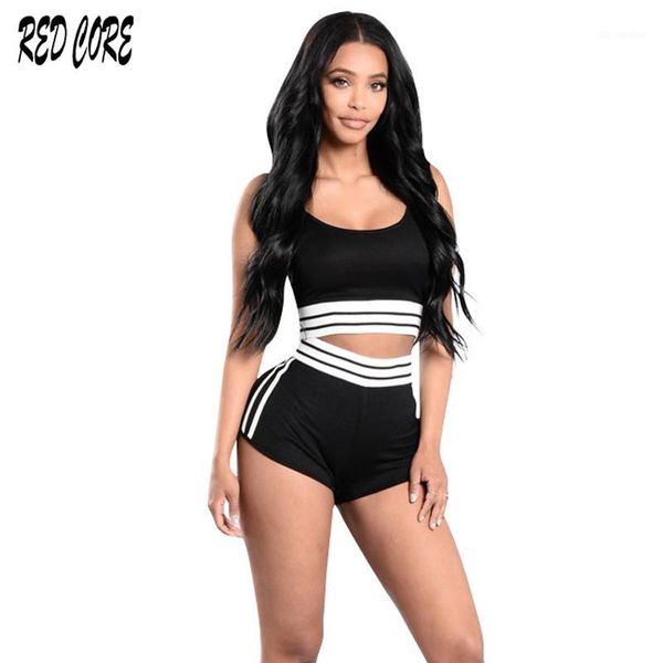 

redcore summer 2019 sweatshirt women crop and pants women sweatshirt striped patchwork two pieces set s-xl tz1661, White