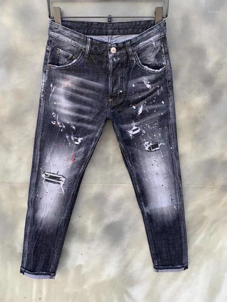 

hk09946 fashion men's jeans 2020 runway luxury european design party style men's clothing1, Blue