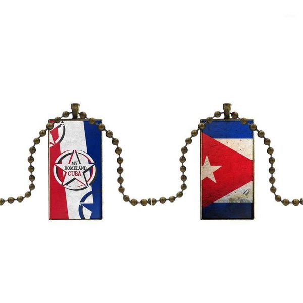 

for women kids gift national flag cuba flag fashion glass cabochon pendant rectangle necklace choker necklace jewelry1, Silver