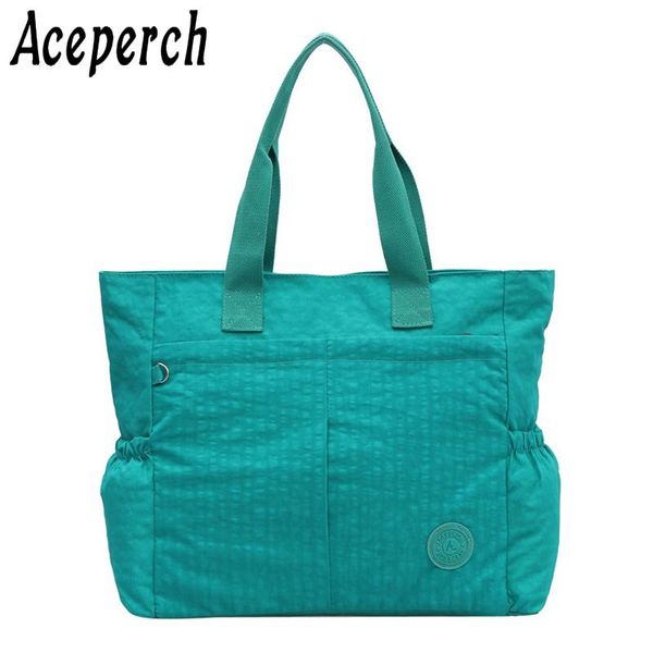 

aceperch casual women shoulder bag solid nylon bags ladies tassel tote handbag women's handbags