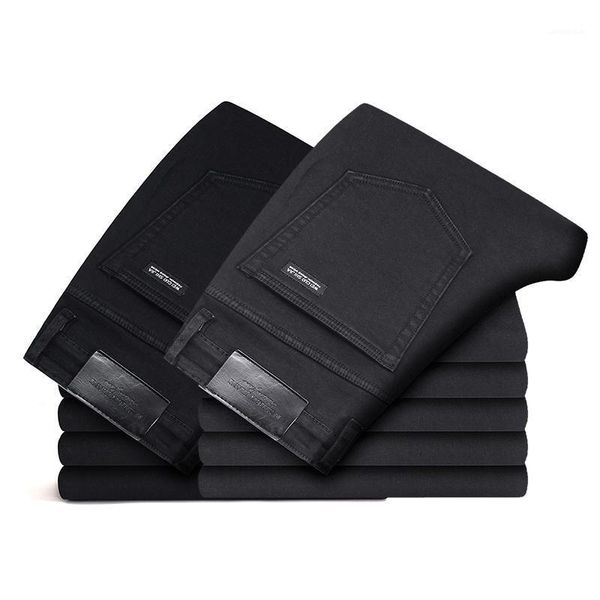 

2020 black grey brands jeans trousers men clothes elasticity skinny jeans business casual male denim slim pants classic style1, Blue
