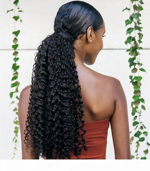 

kinky curly ponytail hairpiece wraps clip ins 140g, remy human hair ponytails, drawstring ponytail human hair extension for black women