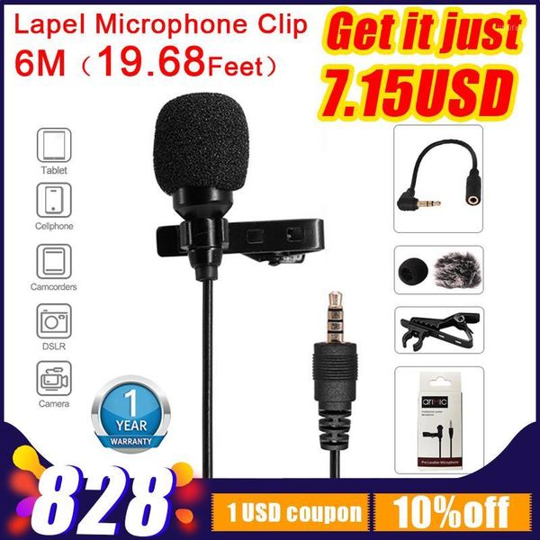 

airmic m-lav 6m audio video smartphone record microphone lavalier lable clip on mic for android mac dslr podcast camcorde1