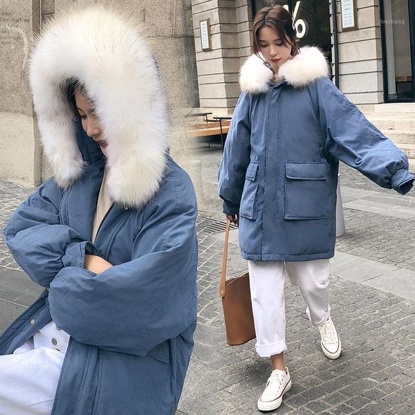 

nice new winter jeanette down cotton jacket oversize loose long section of thick hooded jacket1, Black