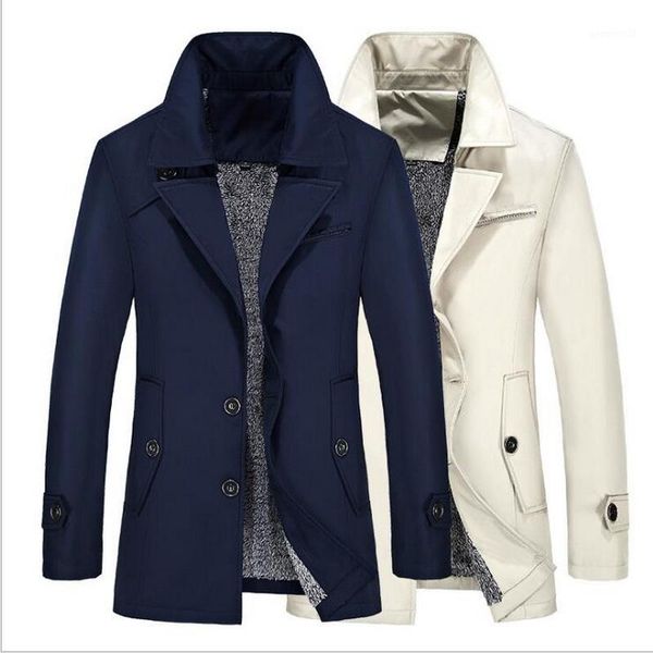 

men's trench coats 2021 mens long slim casual coat men solid pocket male style outside wind warm fleece plus size 8xl1, Tan;black