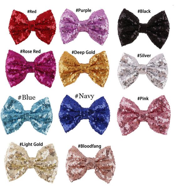 

baby barrettes new europe and cute girls children sequins hairpin large bow hair jewelry 11 colors, Slivery;white