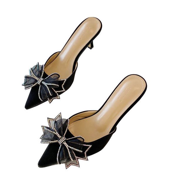 

2021 new water drill, women's slippers, bun, heels, muller shoes, girl. u5ye, Black