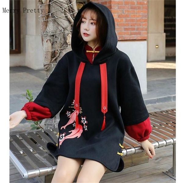 

s-xl black harakuju cartoon printed long hoodies for women long sleeve cotton hooded sweatshirts patchwork drawstring tracksuits 201210