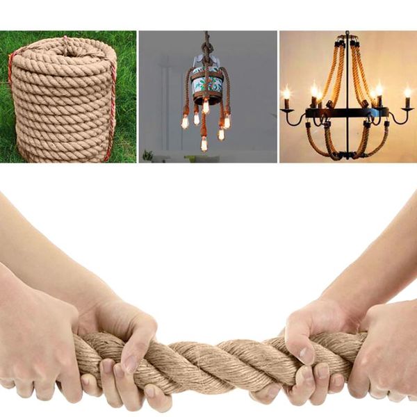 

10mm natural rope tug of war rope household diy decorative 10m diy wall hanging plant hanger craft string knitting, Black;white