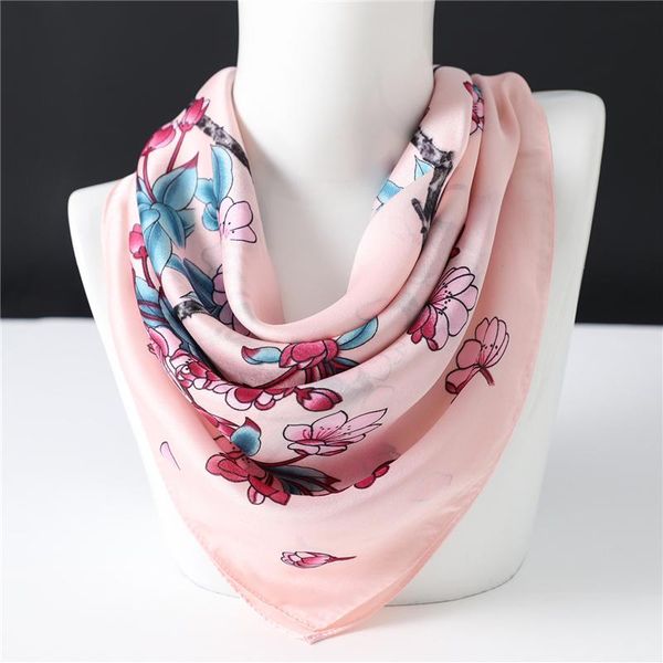 

square silk bag scarf for women neck hair wraps foulard headband scarves floral lady muffler pareo bandanna shawl summer 2020 wmtvbw, Blue;gray