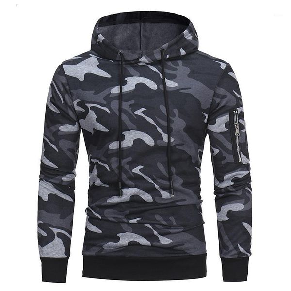 

2019 autumn and winter large size men's camouflage hooded men's slim hooded tight sweatshirt dropshipping1, Black