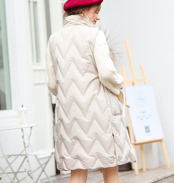 

women's vests long duck down vest outerwear sleeveless jacket coat 2021 autumn winter slim chic warm ladies waistcoat female plus size1, Black;white