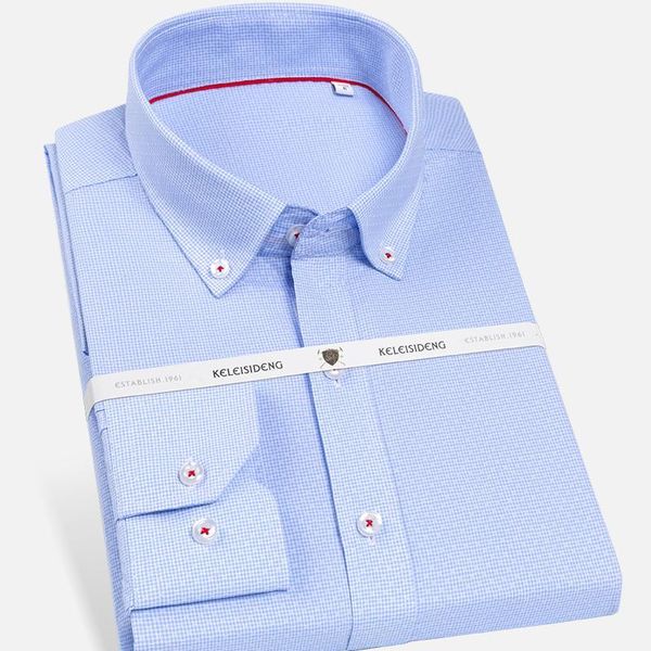 

men's standard-fit dobby plaid dress shirt smart casual long sleeve button down breathable comfortable cotton easy care shirts1, White;black