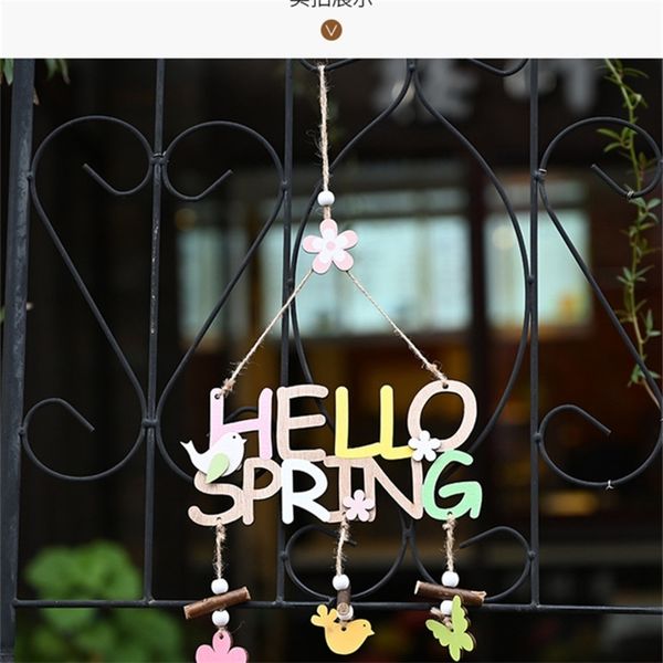 

10pcs/drop ship wood easter ornaments hello spring letter wooden pendents door window tree hanging party home decoration gifts 2021 gg12007