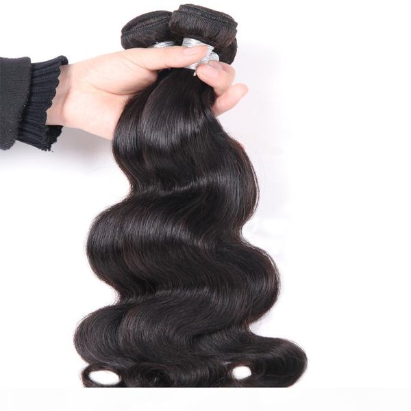 

lucky queen 8a unprocessed virgin human hair 3 bundles double weft hair extensions body wave brazilian body wave straight hair bundles, Black
