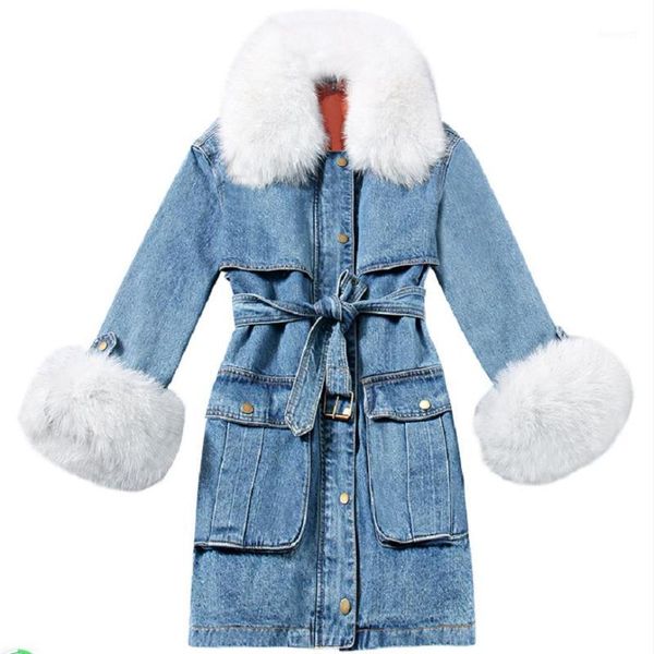 

new winter jacket women long down warm female parka real fur coat cuffs loose white duck down coat1, Black