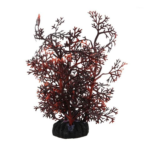 

aquarium aquascaping artificial plant decor, dark brown/ red1