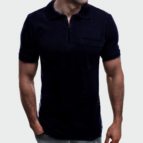 

2021 new summer men cool polo shirts men casual short sleeve polos shirts fashion mens slim zipper tees para ho 3xl, White;black