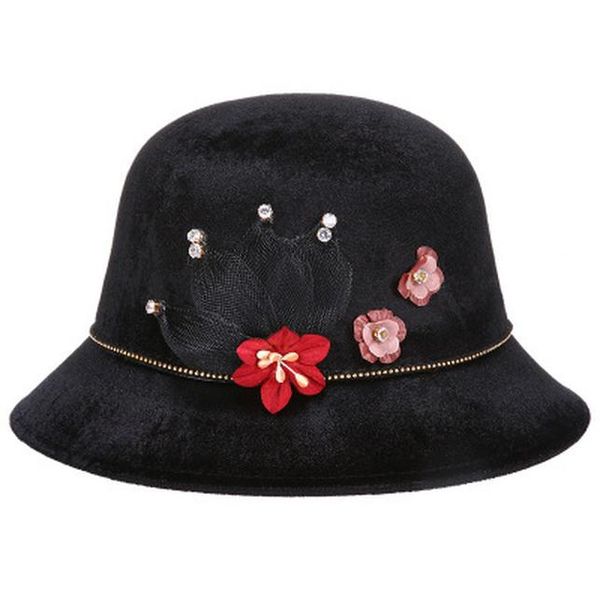 

2017 new fashion suede wide brim spring felt fedoras pearls hats women vintage wide brim floppy chapeau femme pnama hat bbyxek, Black;white
