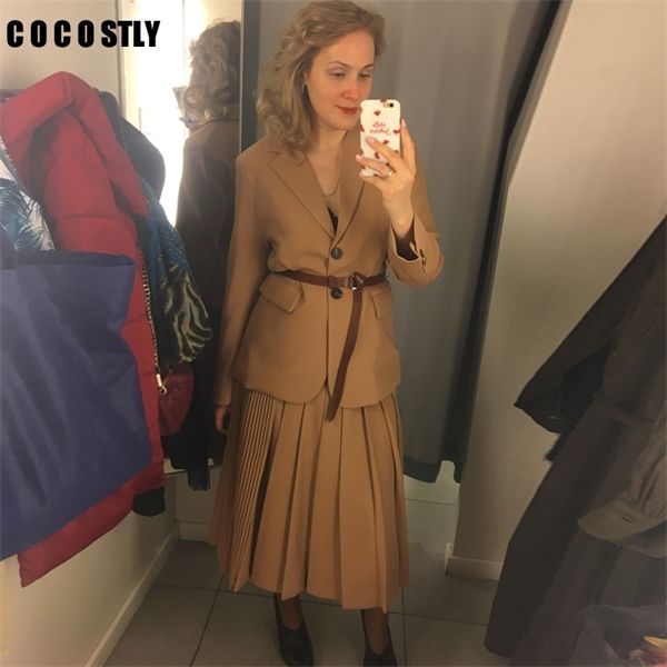 

2020 spring autumn korean suit for women solid casual blazers belt female coats office lady single breasted blazer c1008, White;black