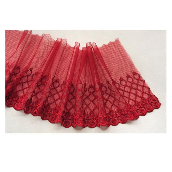 

2meter/lot 15cm/20cm/25cm wine red good quality soft net lingge grid embroidery mesh fabric sewing textile mater sqcdbv