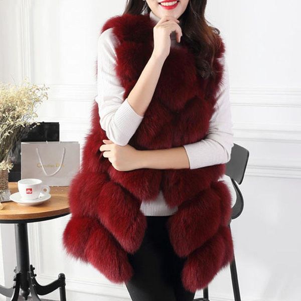 

winter faux fur jacket fashion vest women warm coat outerwear overcoat parka sleeveless long oversize 2xl 6xl 7xl q1778, Black
