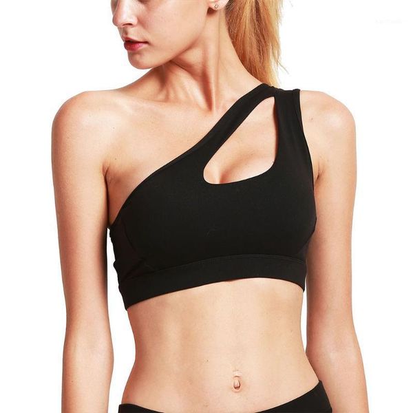 

gym clothing oblique shoulder plus size sports bra for women sujetador sin aros women1, White;black